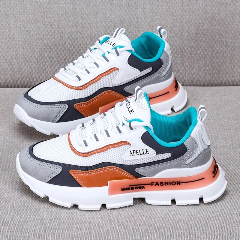 

Women Vulcanized Shoes 2021 New white Sneakers Woman Summer Chunky Casual Sport Shoe Comfortable Lace Up Platform Flat Footwear