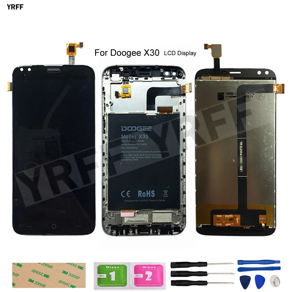 

LCD Display Touch Screen For Doogee X30 LCD Display Assembly Touch Screen Digitizer Glass Panel Lens Sensor 100% Test