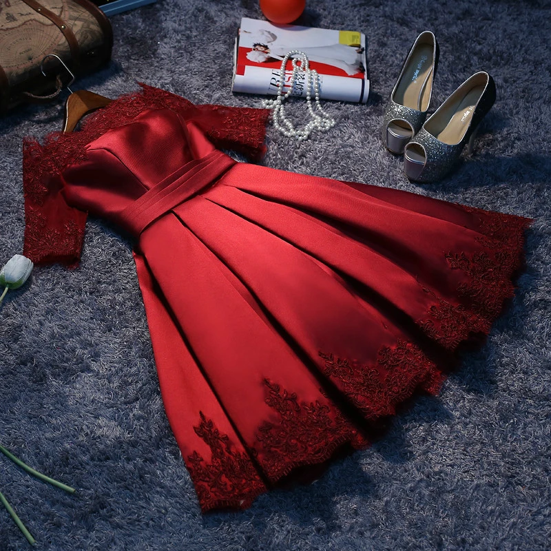 

BacklakeGirls Sexy Boat Neck Off Shoulder Short Prom Dress Lace Satin Formal Cocktail Party Dress For Weddings Vestido De Fiesta
