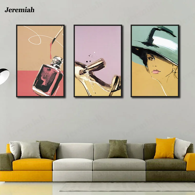 

Home Living Room Decorative Painting Nail Polish High Heels Woman Poster HD Printing Wall Painting Nordic Modern Character Mural