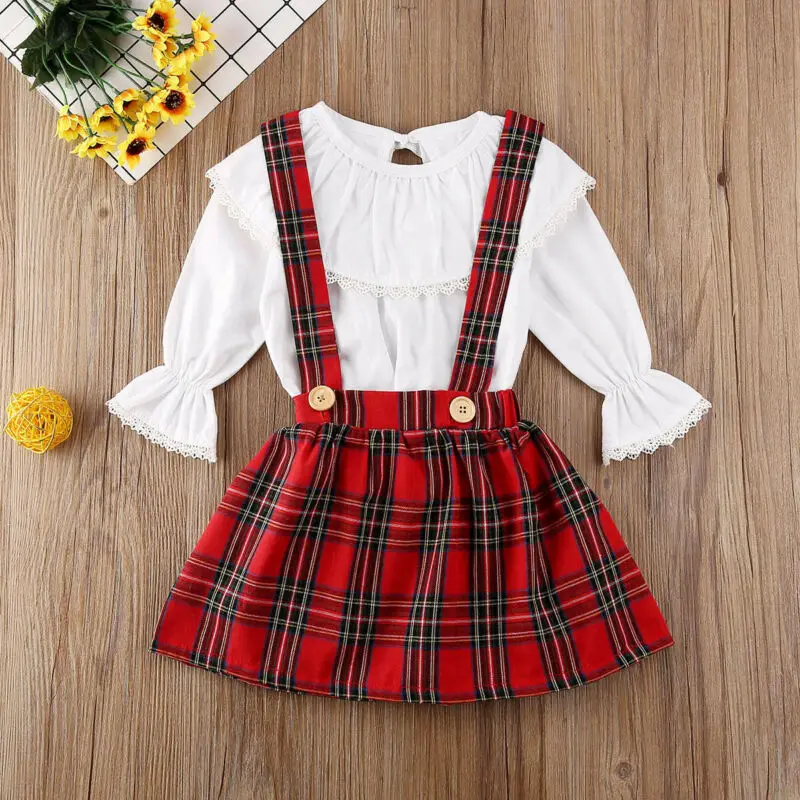 Одежда для малышей с оборками маленьких девочек кружевной топ Пуловер Футболка в