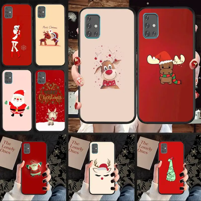 

New Year Christma Deer Phone Case For Samsung A30 A20 A20S A10 A10S A9 A8 A6 A6S A40 STAR Lite Cover Coque