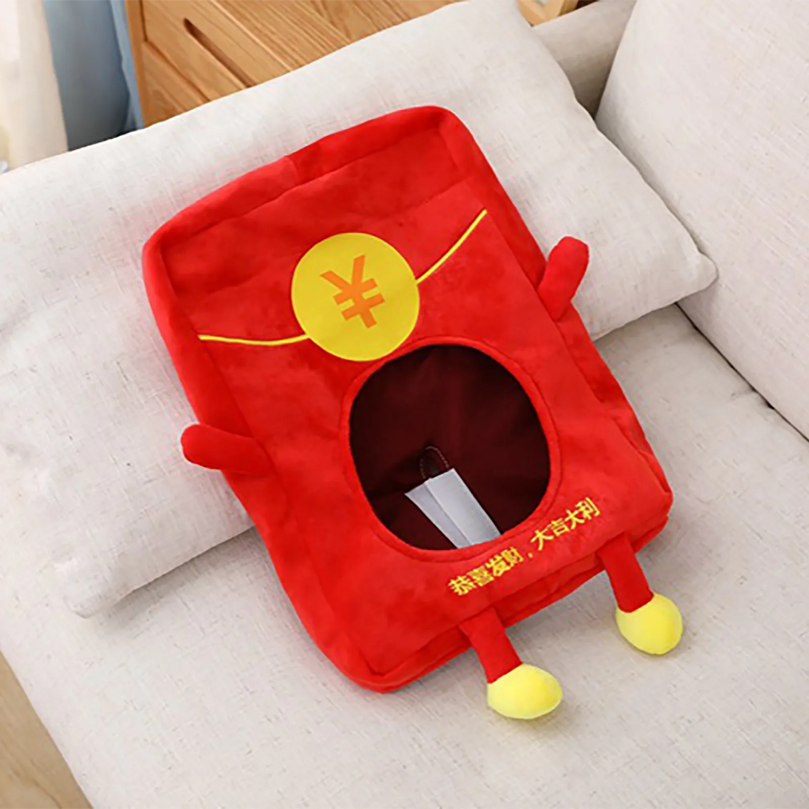

Red Envelope Hat Cartoon Headgear Plush Hood Cosplay Cap Printing Cute Cartoons Dress Up Photo Prop