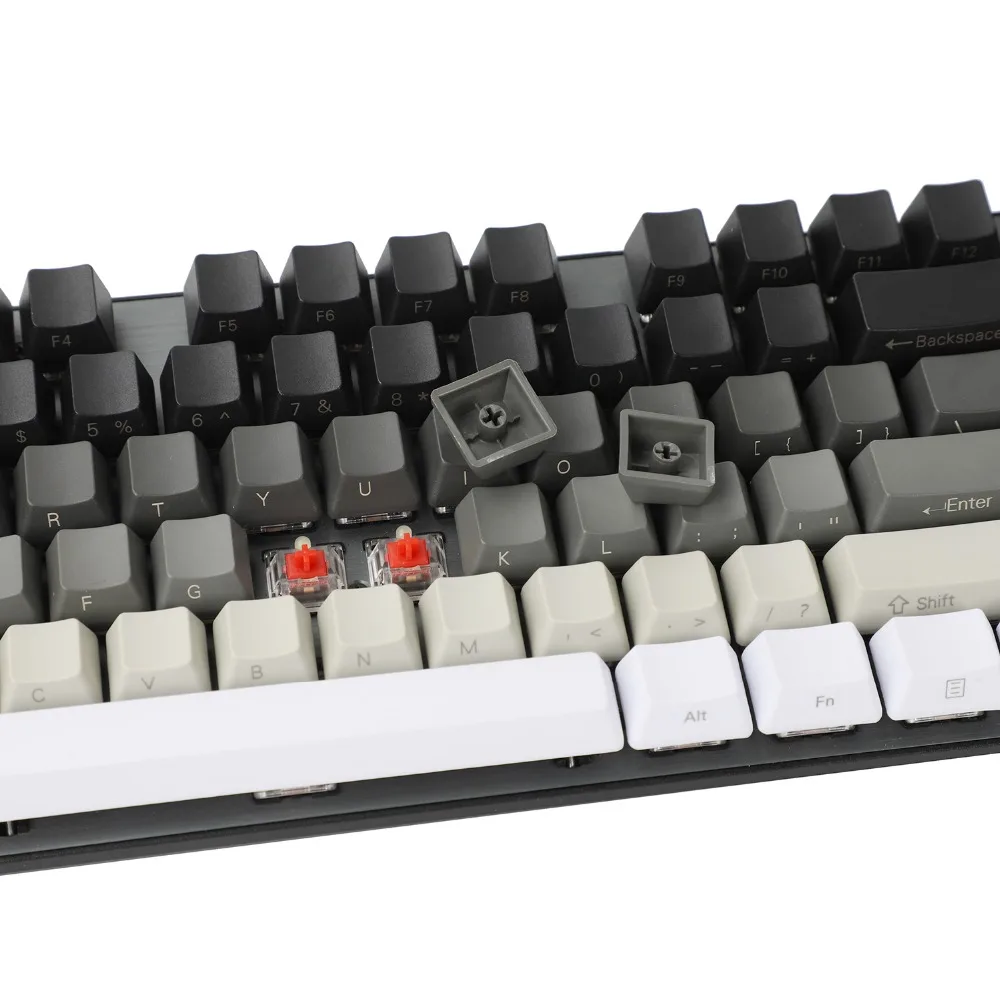 

YMDK White Gray Black Mixed 87 61 Key Side Print Blank Keyset Thick PBT OEM Profile Keycaps For MX TKL Mechanical Keyboard