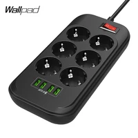 wallpad 6 outlet eu electrical extension socket 2m power strip 4 usb charging ports 3 4a