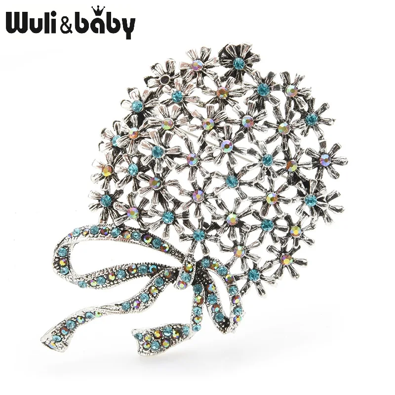 silver Wuli& baby, ретро, золотые, серебряные, круглые броши в виде цветка для женщин, сплав, брошь на свадьбу, банкет, булавки, подарки на год - Окраска металла: silver