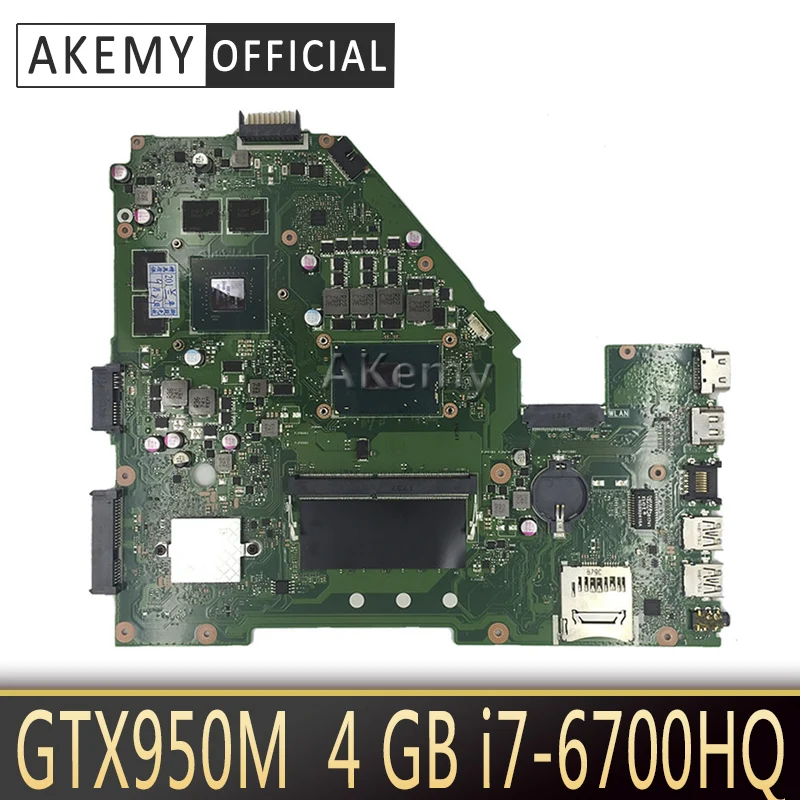Akemy X550VX материнская плата для ноутбука ASUS X550VQ K550VX FH5900V REV 2 0 GTX950M 4 Гб ОЗУ i7 6700HQ