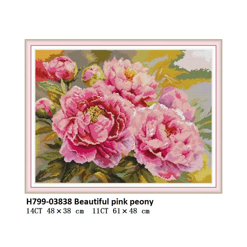 Cross Stitch H799 Joy Sunday вышивка крестиком цветы пионы цветы напечатанные на холсте Аида Ткань DMC Набор для вышивки крестиком набор для рукоделия - Цвет: Cross Stitch H799
