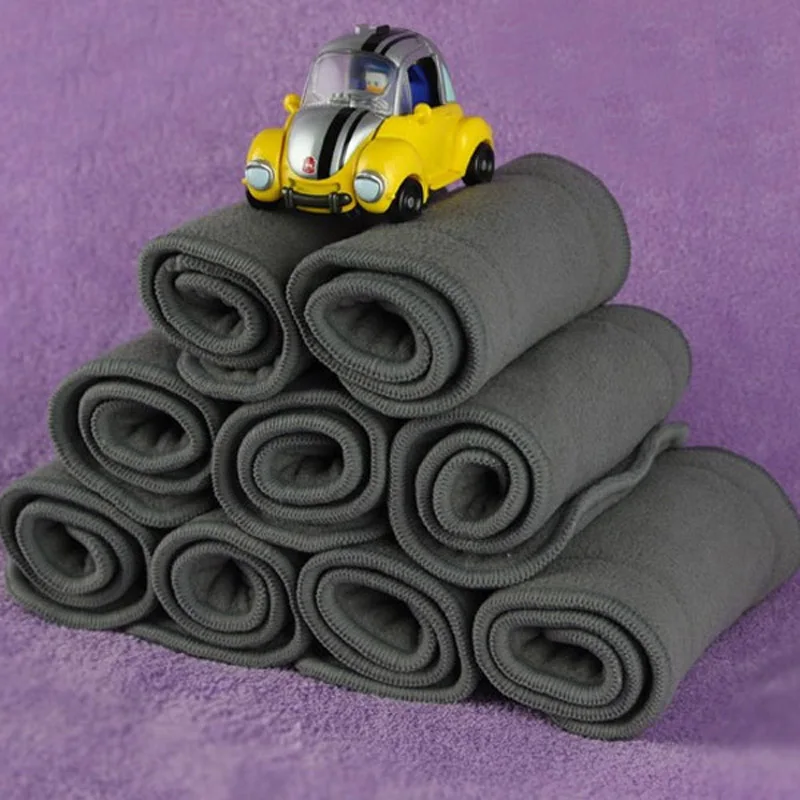 Новинка 10 шт. 4 слоя детские подгузники бамбуковые вставки ткань серого цвета