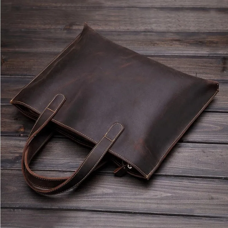 Crazy Horse Leather Vintage Men Bag Korean Style Men Handbag Genuine Leather 14