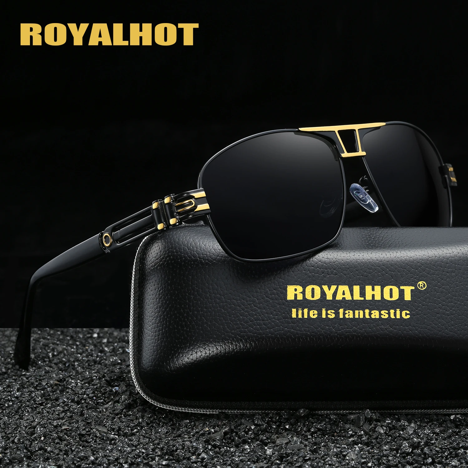 RoyalHot поляризационные прямоугольной формы солнцезащитные очки в оправе мужские и