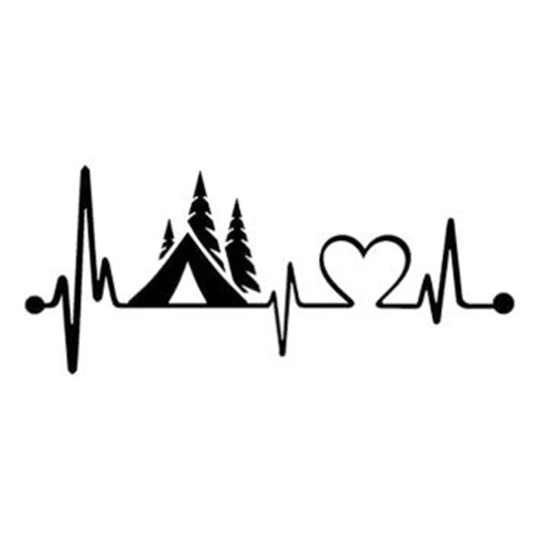 Черный/Серебряный забавные палаточный лагерь сердцебиение стикер автомобиля