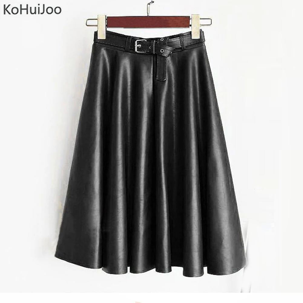 Юбки размера плюс из искусственной кожи женские свободные юбки большого