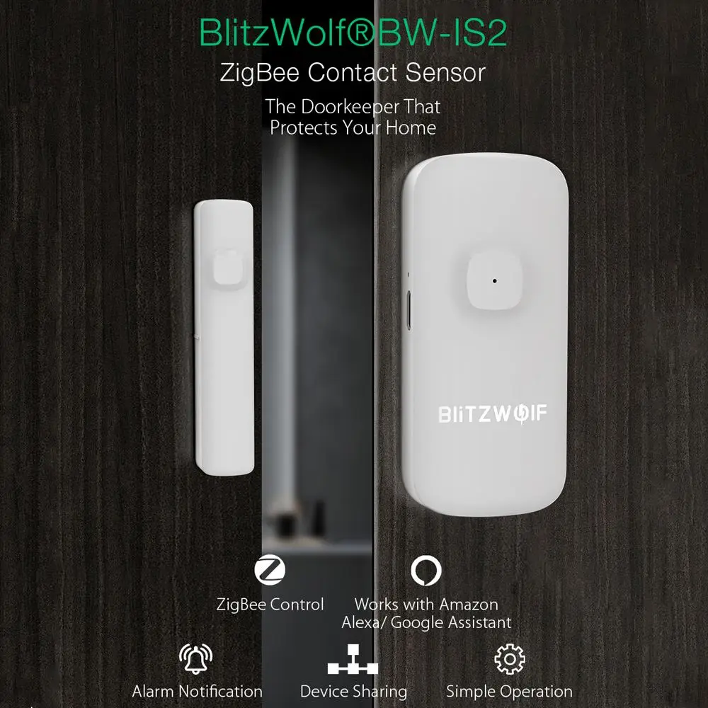 BlitzWolf беспроводной Zigbee датчик двери и окна детектор домашней сигнализации