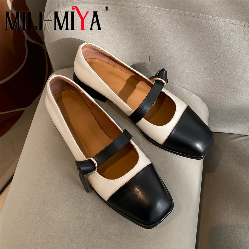 MILI-MIYA New Arrival Delicate Women Pumps Fashion Square Toe Mixed Color Office Shallow Dress Lady Buckle Mary Janes Shoes