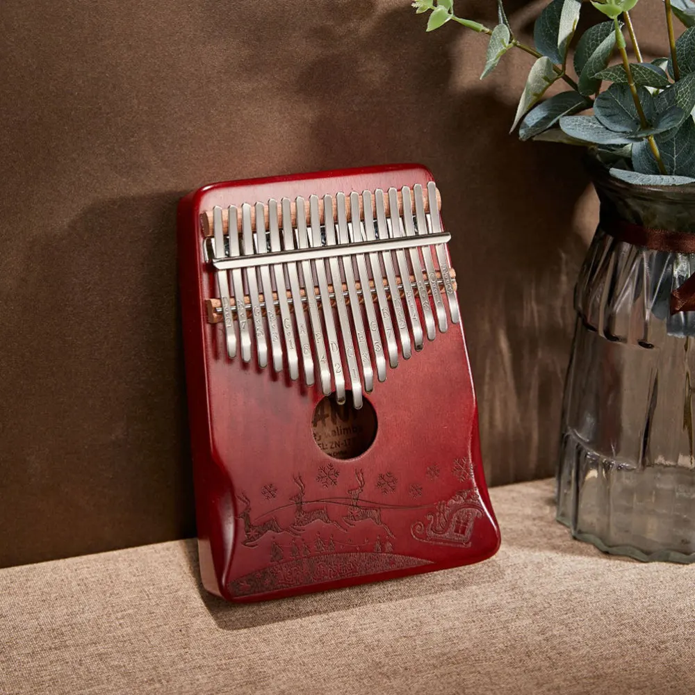 

1 Set 17 Keys Thumb Piano Mahogany Body Musical Instrument with Tuning Hammer