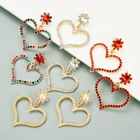 fashion colorful heart crystal hoop earrings for women rhinestones party wedding earrings statement gifts jewelry