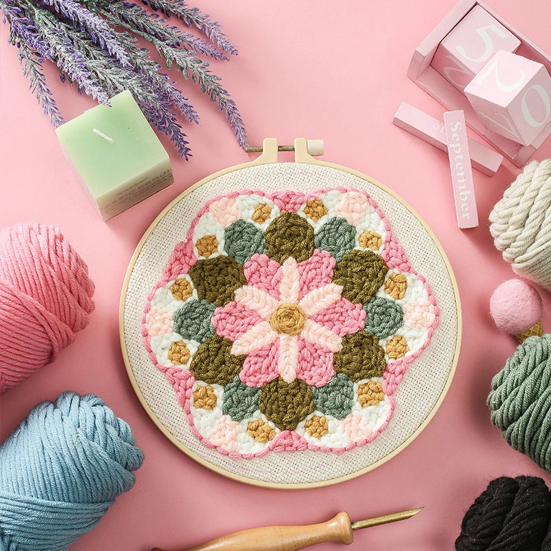 Poke Embroidery For DIY Flower Supplies Needlework Sewing Punch Needle Wool Handmade Decor Gift | Дом и сад