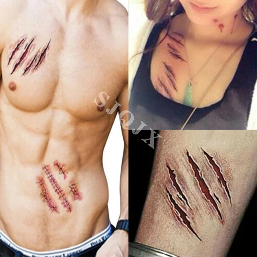 Реалистичные временные тату наклейки для Хэллоуина реалистичные шрамы