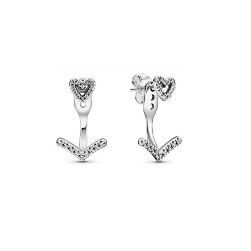 

2021 Valentine's Day New 925 Sterling Silver Earrings One Arrow Pierces The Heart Earrings Women Original Earing Jewelry Gift