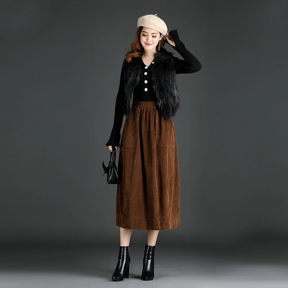 Женская винтажная плиссированная юбка с высокой талией свободная длинная