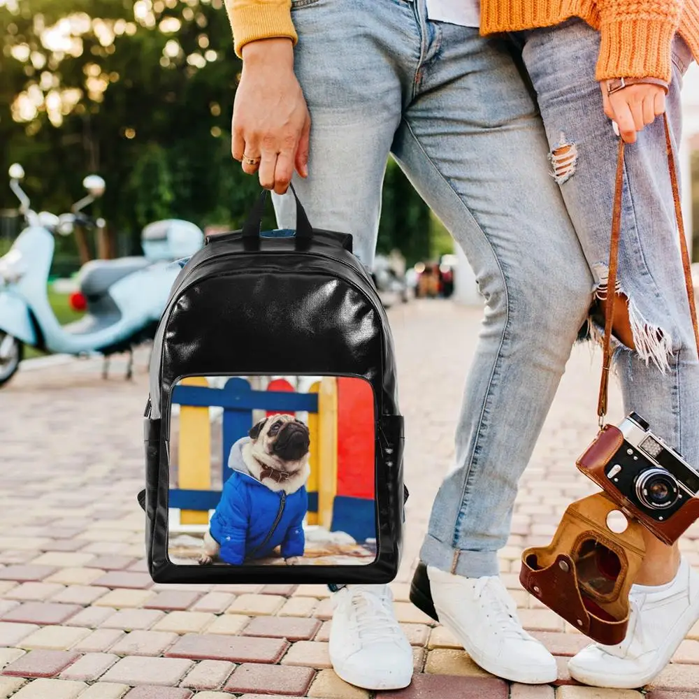 

New high quality bulldog print Women Backpacks Fashion Teenager Girls School bags canvas Mochila Zipper Students Shoulders bag