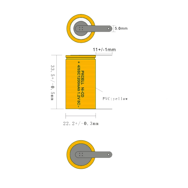 2 шт. PKCELL 1200mah Sub C SC 4/5sc 1 V nicd аккумуляторная батарея плоский верх с вкладками для