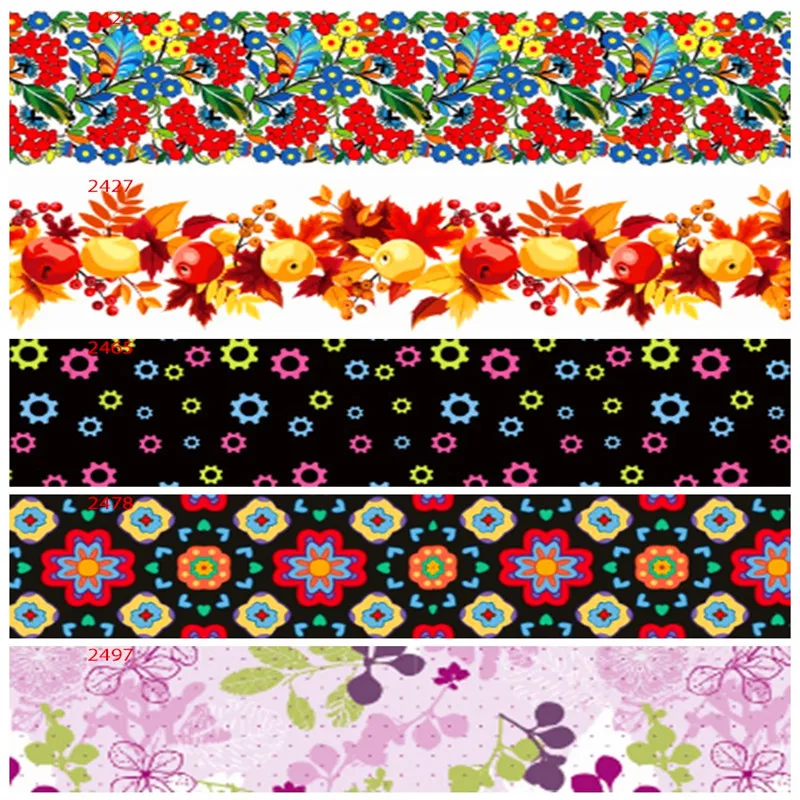 Корсажная лента из 100% полиэстера с цветочным принтом Цветочная атласная 50