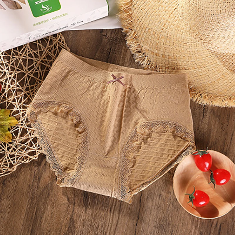 

Women's panties solid color sexy lace pure cotton graphene antibacterial Panties breathable thin non-marking Women's underwear