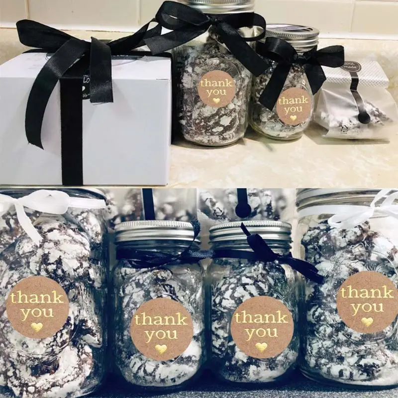 500 шт. спасибо фотоальбом с золотой фольгой Круглая этикетка для магазина ручной