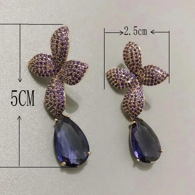 

Vintage Purple cz leaf drop earring for summer earring for women 2020