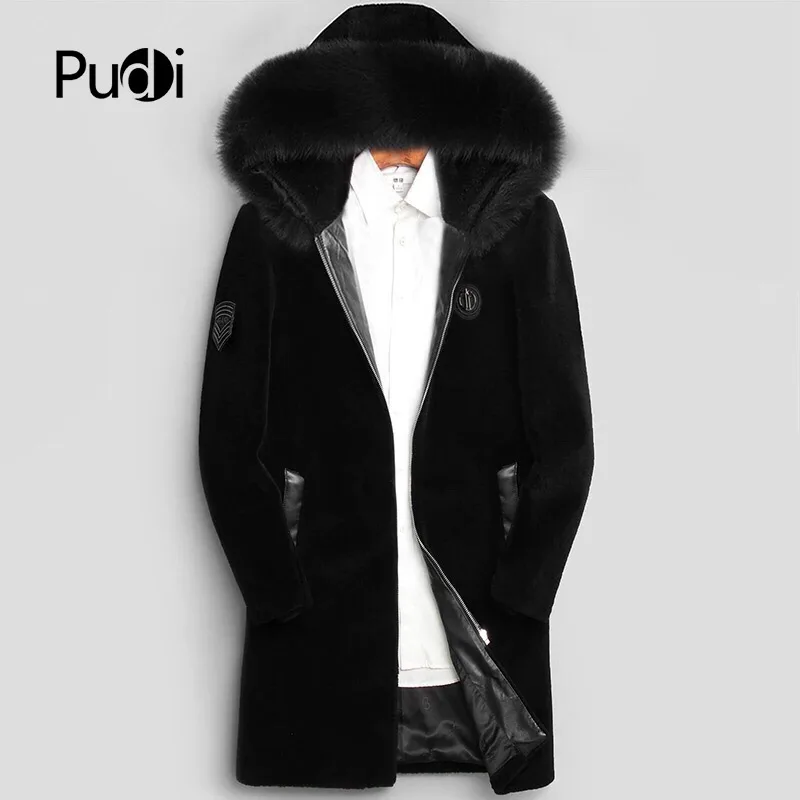 PUDI мужские пальто Зимняя Новая мода шерсть Длинные куртки с капюшоном Осень Зима Повседневная Верхняя одежда MT804