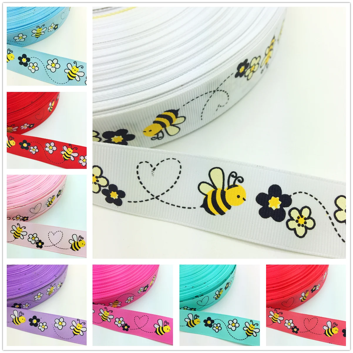 aliexpress.com - NEW DIY 5 Yards 1” 25mm Little Bee Printed Grosgrain Ribbon Hair Bow Party Craft