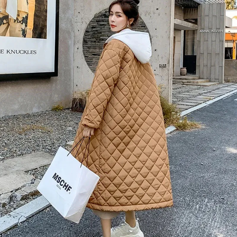 Новинка осенне-зимнее пальто теплые хлопковые куртки Женская длинная куртка с