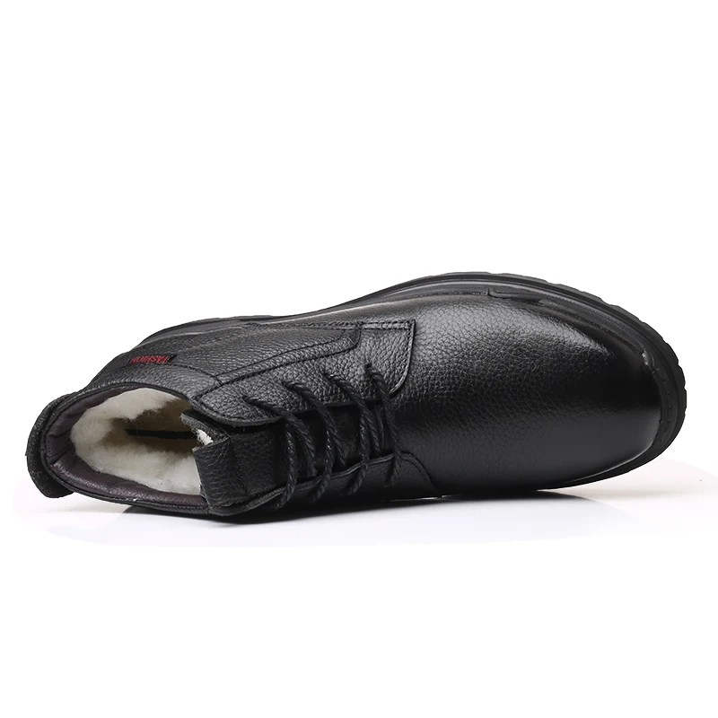 2020 мужские зимние ботинки из натуральной кожи теплые шерстяные ботильоны для