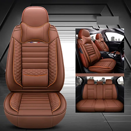 Coffee have 2 pillow Кожаные чехлы для автомобильных сидений 5 мест для Toyota Corolla Verso 2006 cruiser 200 estima fj cruiser fortuner hilux lc 200 mark 2 - Название цвета: Coffee have 2 pillow