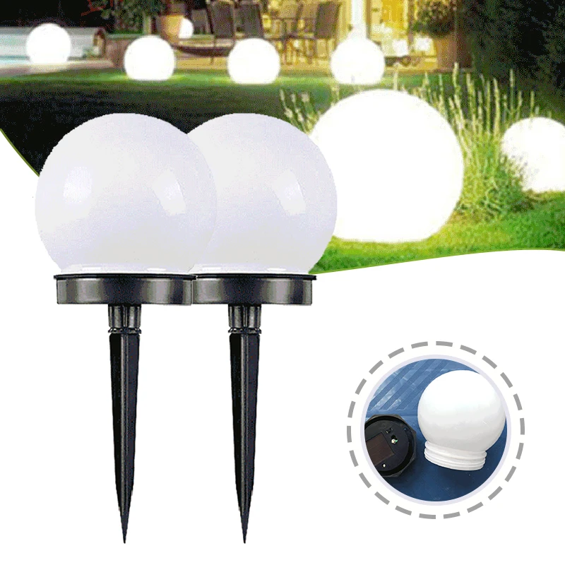 

2pcs Solar Garden Lamp LED Lawn Light Round Ball Waterproof IP65 Ornament Park Residential Walkway Villa Patio Lighting ASD88