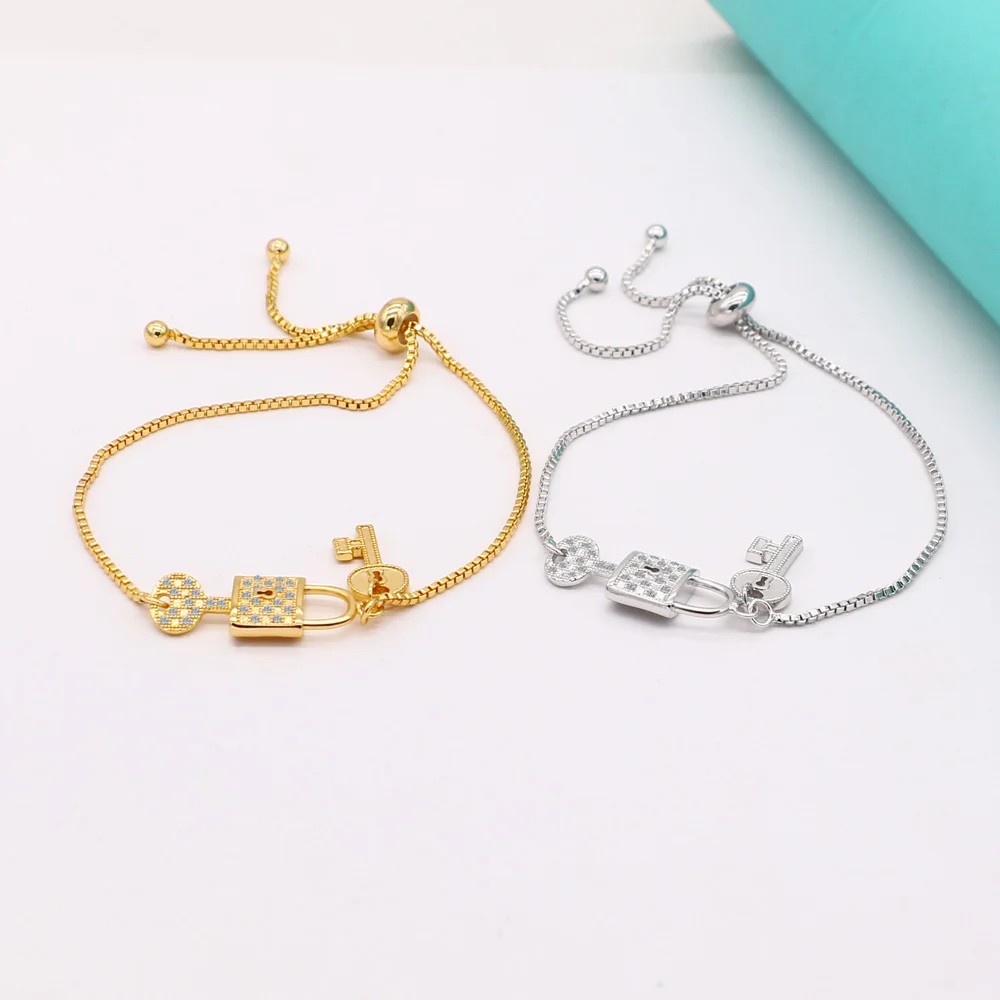 Модное изделие 24k Gold Цвет браслеты ключ замок браслет для женщин Femme