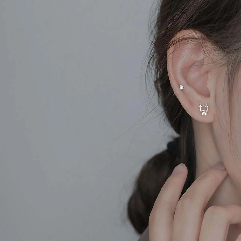 

Year of the Ox Zodiac Stud Earrings Small Cute Sweet Student Simple Hollow Cow Earrings for Women Female 1 Pair