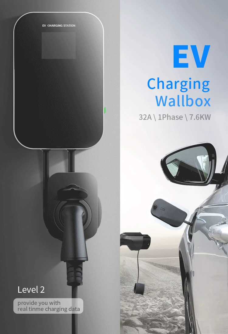 ev charger evse wallbox electric vehicle charging station with type 2 socket 32a 1phase iec 62196 2 for audi bmw mercedes benz free global shipping