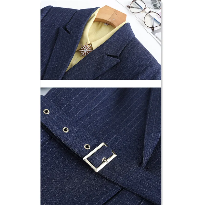 Деловой костюм в полоску для интервью женский офисная одежда элегантный пиджак с