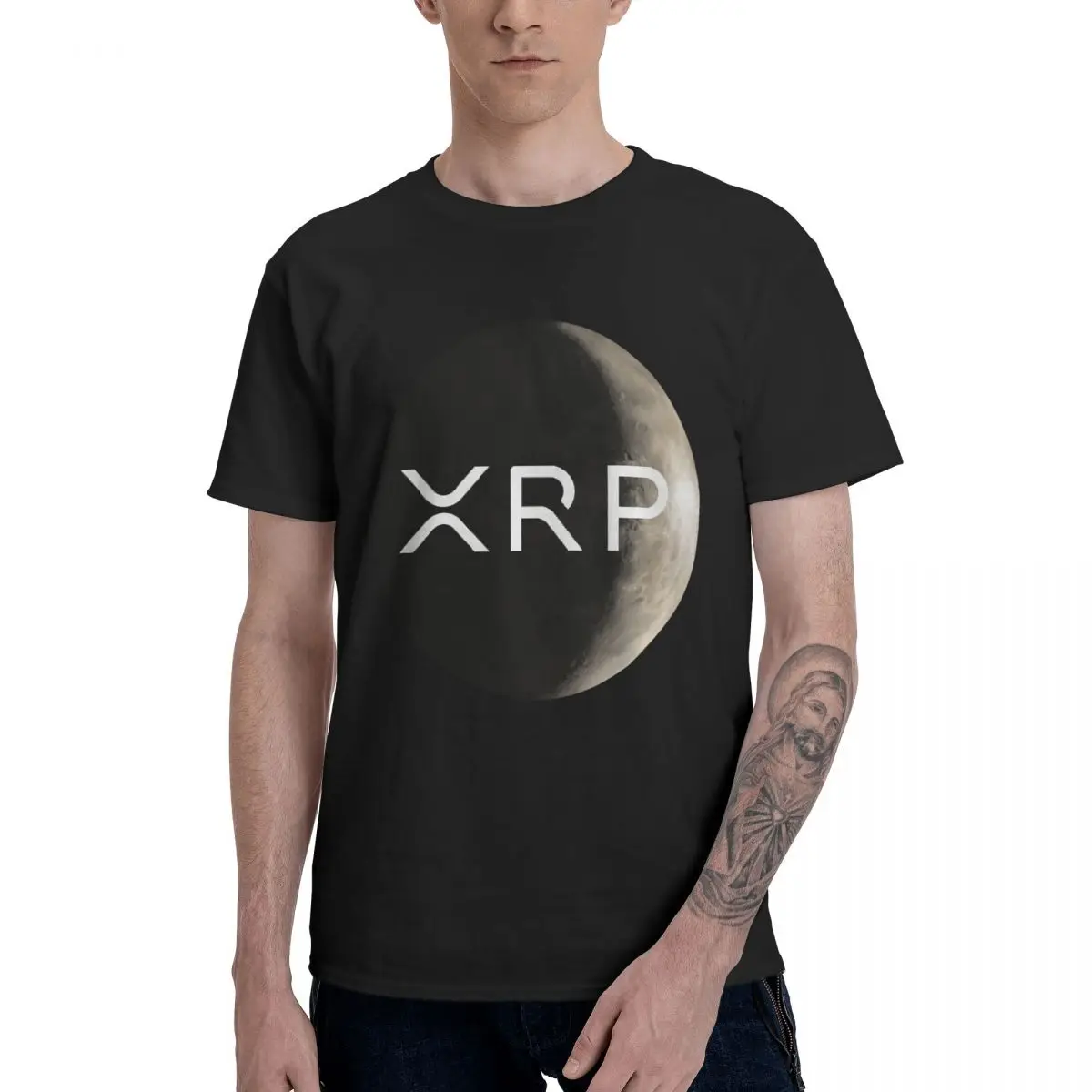 

Summer 2021 Men's T-shirt Xrp Moon Logo Print Basic Short Sleeve Hip Hop Street High Quality O-Neck Funny Top Oversized T-shirt