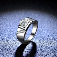 s925 sterling silver plating platinum color moissanite ring simple atmosphere man ring wedding ring jewelry