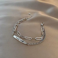 engraved good luck charms bracelets for women girls cool 2 layer stainless steel chain bracelets girl friend inspiring gift