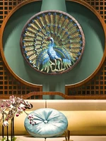 zq handmade embossed peacock wood carved pendant dining room entrance decorative creative stereo wall decoration