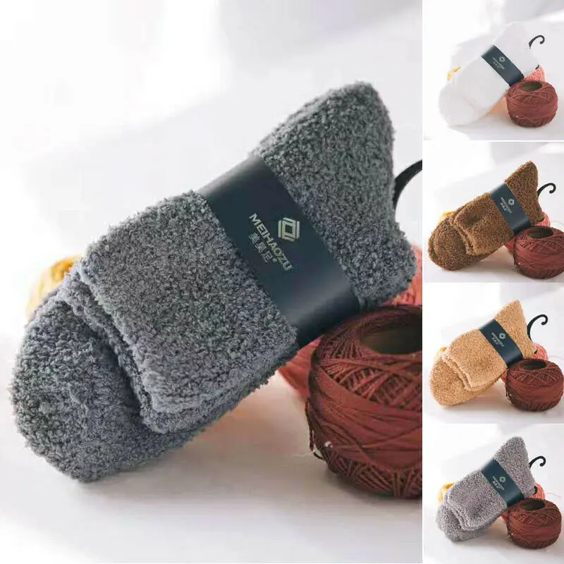 Зимние плотные теплые носки унисекс из кораллового флиса для мужчин и женщин