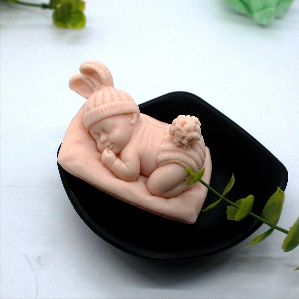 

Kitchen Cookie cake Mold 3D Sleeping Baby Silicone Chocolate Candy Fondant Mold Handmade Soap Candle Mold