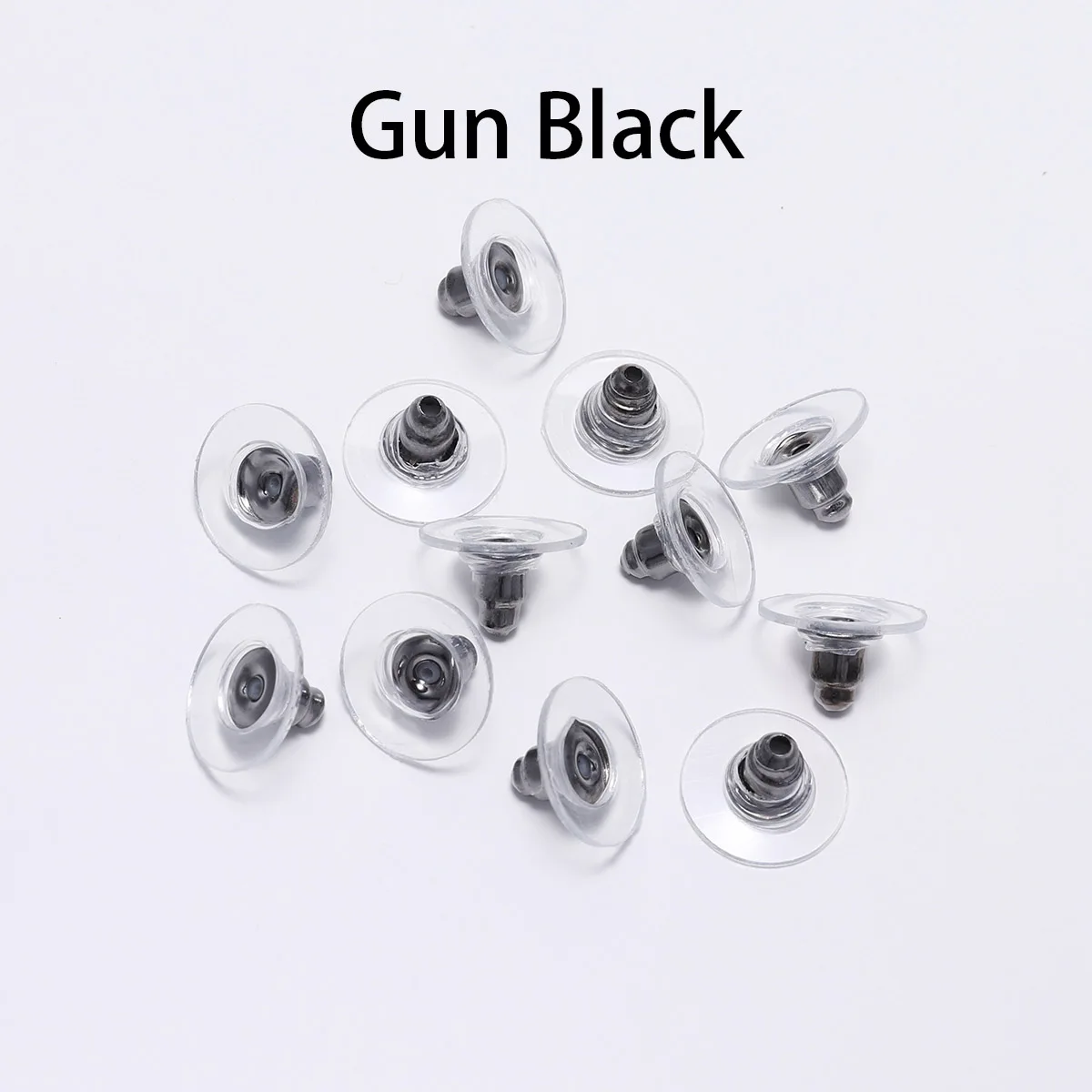 Gun Black 100 шт./лот резиновая серьга задняя пробка из нержавеющей стали, серьги-гвоздики для самостоятельного изготовления ювелирных изделий, аксессуары - Цвет: Gun Black