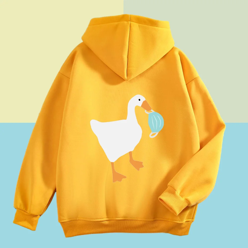 

Kawaii Funny Duck Aesthetic Hoodie Women Sweatshirt Pullover Loose Harajuku Best Friend Sweatshirts Winter Spring Casual Tops