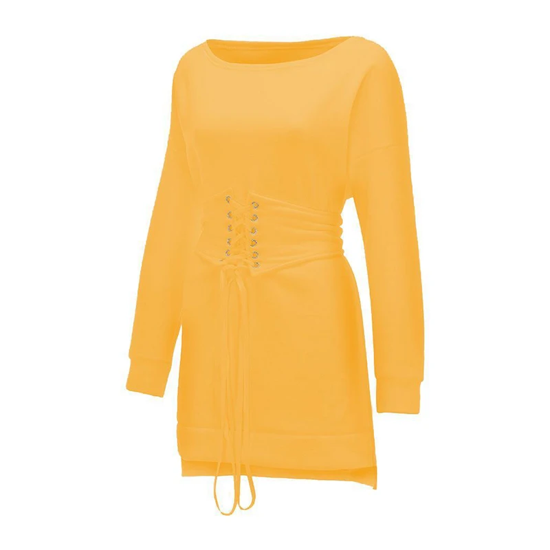 

YSDNCHI Autumn Bandage Sweatshirt Dress Women Red Warm Winter Dress Long Sleeve Casual Loose Dress Ladies Female Vestidos